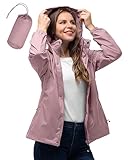 33,000ft Damen Wasserdichte Faltbar Regenjacke mit Kapuze, Leicht Atmungsaktive Windbreaker Jacke,...