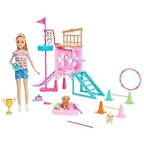 Barbie und jüngere Schwester Stacie - Spielset mit Hündchen-Hindernisparcours mit drehendem Turm,...