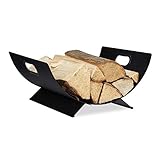 Relaxdays Kaminholzkorb Metall, modern, Kaminholz Aufbewahrung innen, HBT: 18,5 x 40,5 x 33 cm,...