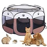 Welpenauslauf 74x74x43cm, BRIMOREA Katzenkäfig Hundekäfig für zuhause, Gitterbox Hund Wurfbox...