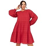 Lovedrobe Women's Ladies Smock Dress Knee-Length Round Neck Long Puff Sleeve Broderie Anglaise Smock...