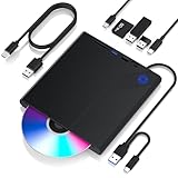 Externes CD/DVD-Laufwerk für Laptop, 5-in-1, USB 3.0-Player, Stummschaltung, tragbarer...