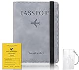 Reisepasshülle, Kunstleder Passhülle mit RFID-Blocker, Impfpass Hülle, Schutzhülle Tasche für...