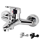 Badewannenarmatur Einhand Wannenmischer Aufputz Wannenarmatur Badewanne Wasserhahn für Badezimmer...