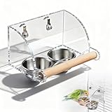 Transparente Vogelfutterspender, Vogel Futter und Wassernapf Edelstahl Doppel Vogelnäpfe mit...