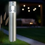 MeLiTec Solar-Gartenleuchte SO31, Solar-Gartenlampe mit Bewegungsmelder, rund, Edelstahl matt...
