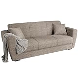 Gozos Palamos Sitzgruppe 3 Sitzer Sofa | Bettfunktion Couch besteht aus Leinenoptikstoff |...