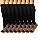 8 Paar Kompressionsstrümpfe für Damen und Herren, sportlich, einfarbig – hohe Wadensocken,...