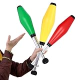 Mister M Juggling-Set Kinder, Grün, Rot und Gelb, Kunststoff-Jonglierstäbe, Ideal für...