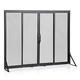 GIANTEX Funkenschutzgitter Kamin, Kaminschirm mit Schiebetüren, Kaminschutzgitter Kamingitter...