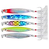 WYMAODAN Angelköder Set, 5PCS Metall Angelköder Paillettenlöffel mit hartem Köder für Sea Lake...