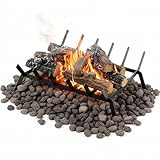 Sasylvia 12 Stück Keramik-Kaminrost und 4,5 kg Lavasteine für alle Arten von Gaseinsätzen,...