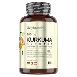 Kurkuma Extrakt Kapseln - 500mg Curcuma Extrakt - 180 Stück für 6 Monate - Curcumin mit 20mg...
