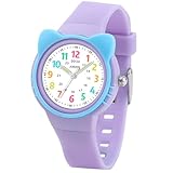 Juboos Kinderuhr Madchen, Armbanduhr Mädchen Junge Zeit Lernen Wasserdicht 3ATM,Uhr Kinder Analog...