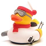 Duckshop Skifahrer Badeente - weiß I Wintersport Quietscheente I L: 8,5 cm I Geschenk für Apre Ski...