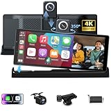【Exklusive Halterung】 Carplay Display Android Auto Display mit 350° Drehbare 4K Dashcam,10,26...