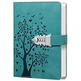 HwxBen Herzförmiger Baum Tagebuch mit Schloss – 244 Seiten, A5 (5.8“ x 8.4”), PU-Leder,...
