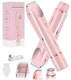 Damen Elektrischer Bikini Trimmer,2-in-1 Doppelkopf-rasierer Mädchen Rasierer,IPX7 wasserdicht,nass...