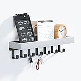 SWTYMIKI Schlüsselbrett mit Holztablett und 7 Haken - Multifunktionales...