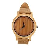 Beavorty Bambus Holz Armbanduhr für Herren und Damen Minimalistische Quarzuhr mit Einzigartigem...