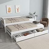 Merax Schlafsofa 90x200 cm, Tagesbett mit 2 Schubladen, Kinderbett Funktionsbett mit Lattenrost,...