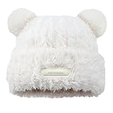 Niedliche flauschige Bärenohr-Beanie-Mütze für Damen, hautfreundlich, Plüsch, warme Wollmütze,...