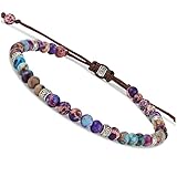 BENAVA Damen Yoga Armband Jaspis Edelstein Perlen mit Infinity Perlen Bunt | Edelstein Armband...