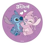 Dekora, Stitch & Angel Essbare Oblate, Disney Geburtstagskuchendeko für Kinder, Runder Cake Topper...