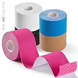 5 Rollen Kinesiotapes (5mx5cm), Kinesiologie Tape Sport Hergestellt mit Hochwertigem Acrylkleber,...