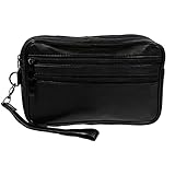 Christian Wippermann Handgelenktasche Herren Echt Leder - 22x13,5x6 cm - Zwei Große Fächer mit...