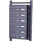 Rapid Teck® 6er Briefkastenanlage | 1x6 Fächer Briefkasten Anthrazit mit Namensschild | Edelstahl...