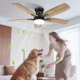 Airwit 106cm Deckenventilator mit Beleuchtung Doppelseitige Flügeln, Leise Deckenventilator mit...