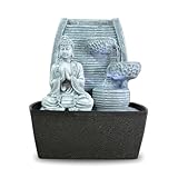 Innenbrunnen Zimmerbrunnen Feng Shui Weisheit LED Beleuchtung 24 cm, Grau