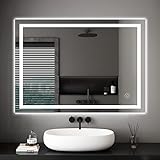 Dripex Badezimmerspiegel Wandspiegel LED Badspiegel mit Beleuchtung mit Touch-Schalter Beschlagfrei...