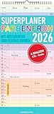 Alpha Edition - Superplaner Farbenfroh - 4 Spalten - Familienkalender 2026 – 4 Spalten, 22x45 cm...