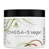 PEAK Omega-3 Vegan - 90 Kapseln I 30 Portionen I essentielle Omega-3-Fettsäuren aus hochwertigem...