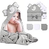 momcozy Baby Badetuch Set, 8-teiliges Babyhandtuch Set, 2X Baby Kapuzenhandtuch 76X76 cm und 6X Baby...