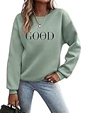 Minetom Pullover Damen Sweatshirt Briefe Drucken Langarm Rundhals Pulli Herbst Winter Frauen...