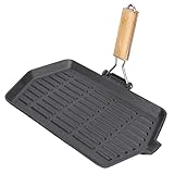 Jonlaki Grillpfanne, 11,8 X 7,5 Zoll Eisengrillpfanne Holzgriff Griffpfanne mit...