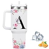 Thermobecher Personalisiert, Thermosbecher Kaffee to go Reisebecher mit Strohhalm,1.2l Edelstahl...