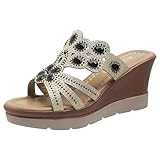 Damen-Sandalen mit Absatz, lässig, mit Kristallen, schräge Absätze, modische Damensandalen,...