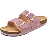 ONCAI Sandalen Damen Kork-Fußbett Arizona Pantoletten Damen Flach Rutschfest Sommer Badelatschen...