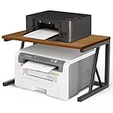 samsto Druckerständer Schreibtisch - Druckertisch Schwarz Metall - Druckerregal Holz Platzsparend...