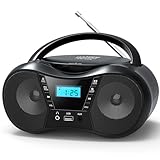 Greadio Tragbarer CD Player Bluetooth 5.1, Boombox Radio mit CD-Player, USB, AUX-In, Netz- und...