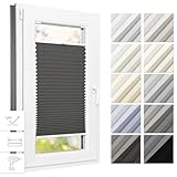 Estika® Thermo Plissee mit Bohren 30-129 cm x 50-149 cm - 10 Farben - Rollos für Fenster mit...