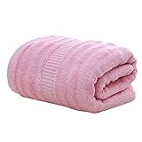 STOBAZA Bambusfaser Badetücher Rosa Einfarbige Mit Wellenmuster Große Wasserabsorbierende Für...