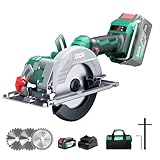 DCA Bürstenlose Akku-Handkreissäge 20V mit 4,0Ah Akku, 2-Gang 6700/4200RPM Kreissäge, 3...