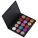 Dewocke 15 Farben Glitzer Lidschatten Palette, Metallic Sequined Eye Shadow, Hochpigmentierter...