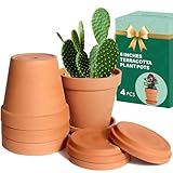 vensovo 15,2 cm Tontopf für Pflanze mit Untersetzer – 4 Stück großer Terrakotta-Blumentopf mit...