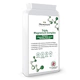 Triple Magnesium Complex 120 vegane Kapseln – Magnesiummalat, Bisglycinat und Taurat, liefern 375...